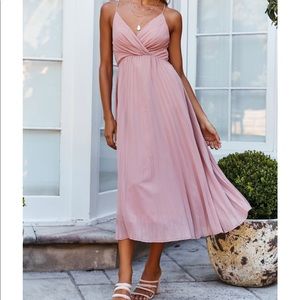 Hello Molly Dusty Rose Midi Pleated Wrap Dress